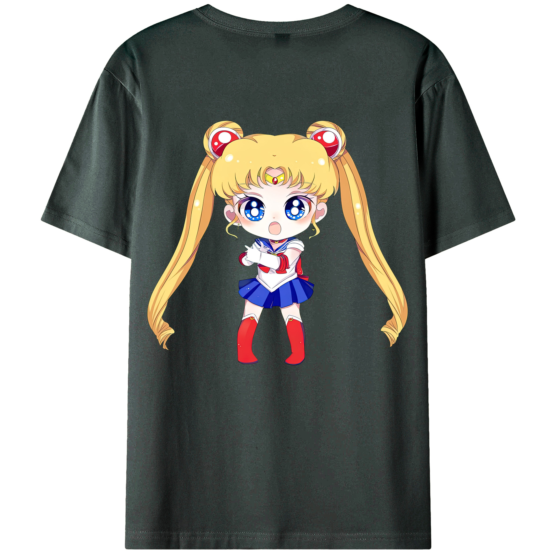（画像用） 美少女戦士セーラームーン 月野 うさぎ つきの うさぎ Sailor Moon Tsukino Usagi 綿100％ メンズ半袖Tシャツ（バックプリント） 通気性